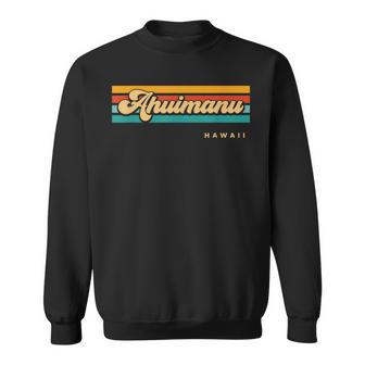 Vintage Sunset Stripes Ahuimanu Hawaii Sweatshirt | Mazezy