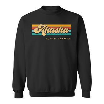 Vintage Sunset Stripes Akaska South Dakota Sweatshirt | Mazezy UK