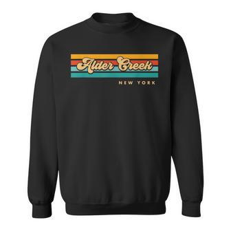 Vintage Sunset Stripes Alder Creek New York Sweatshirt | Mazezy