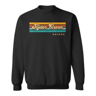 Vintage Sunset Stripes Alder Creek Oregon Sweatshirt | Mazezy