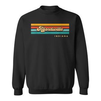 Vintage Sunset Stripes Alfordsville Indiana Sweatshirt | Mazezy