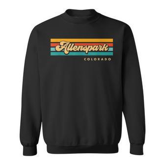 Vintage Sunset Stripes Allenspark Colorado Sweatshirt | Mazezy DE