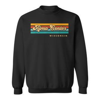 Vintage Sunset Stripes Alma Center Wisconsin Sweatshirt | Mazezy