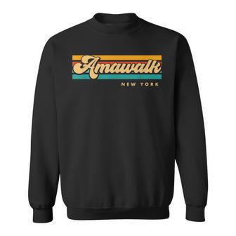 Vintage Sunset Stripes Amawalk New York Sweatshirt | Mazezy AU