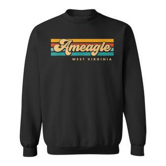Vintage Sunset Stripes Ameagle West Virginia Sweatshirt | Mazezy