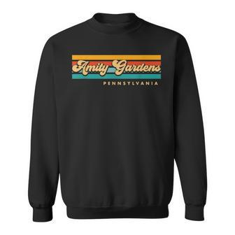 Vintage Sunset Stripes Amity Gardens Pennsylvania Sweatshirt | Mazezy
