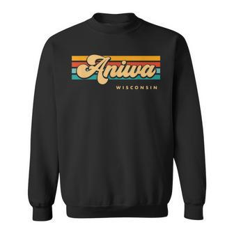 Vintage Sunset Stripes Aniwa Wisconsin Sweatshirt | Mazezy
