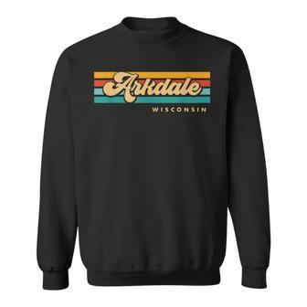 Vintage Sunset Stripes Arkdale Wisconsin Sweatshirt | Mazezy