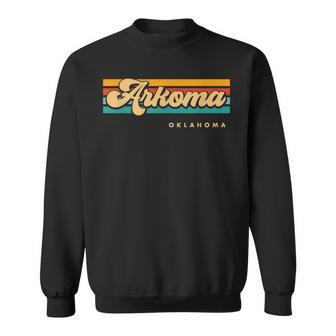 Vintage Sunset Stripes Arkoma Oklahoma Sweatshirt | Mazezy