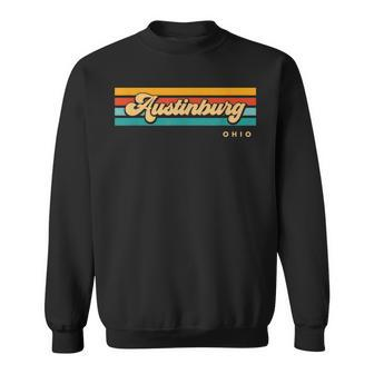 Vintage Sunset Stripes Austinburg Ohio Sweatshirt | Mazezy