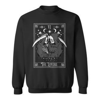 Vintage Tarot Card The Lovers Grim Reaper Occult Unholy Sweatshirt | Mazezy