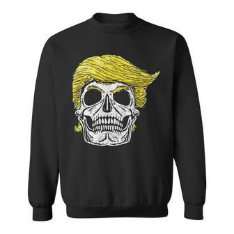 Vintage Trump Hair Skull Funny Halloween Graphic Halloween Funny Gifts Sweatshirt | Mazezy