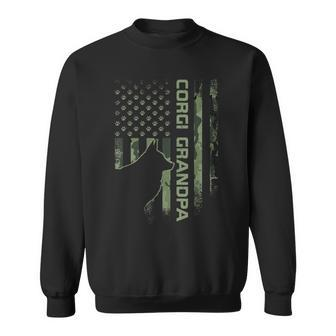 Vintage Us American Camo Flag Proud Corgi Grandpa Silhouette Sweatshirt | Mazezy