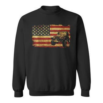 Vintage Us Flag Off Road Vehicle 4X4 Off Road Sweatshirt | Mazezy