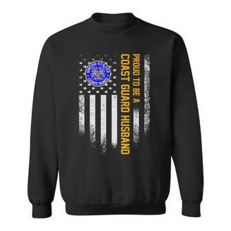 Vintage Usa American Flag Proud To Be A Coast Guard Husband Funny Gifts For Husband Sweatshirt | Mazezy