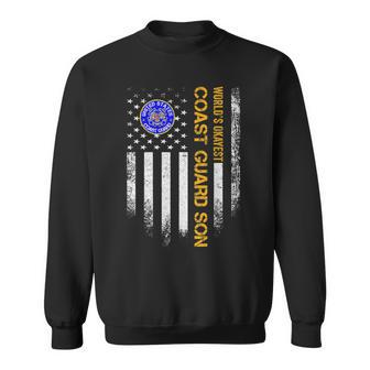 Vintage Usa American Flag Worlds Okayest Us Coast Guard Son Usa Funny Gifts Sweatshirt | Mazezy