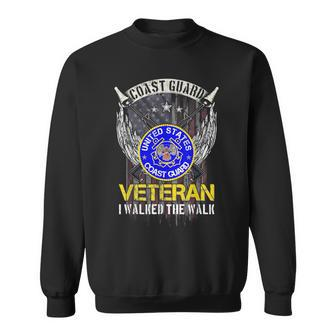 Vintage Usa Flag Us Coast Guard Veteran I Walked The Walk Veteran Funny Gifts Sweatshirt | Mazezy CA