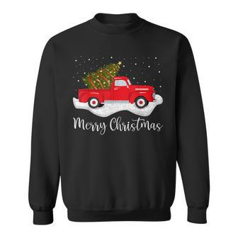 Vintage Wagon Christmas Tree On Car Xmas Red Truck Sweatshirt | Mazezy