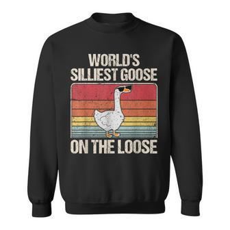 Vintage Worlds Silliest Goose On The Loose Funny Saying Sweatshirt | Mazezy
