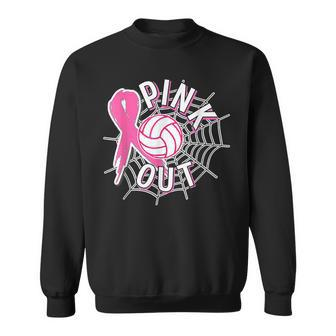 Volleyball Pink Out Pink Ribbon Breast Cancer Awareness Sweatshirt - Seseable