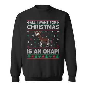 All I Want For Christmas Is An Okapi Ugly Xmas Sweater Sweatshirt | Mazezy UK