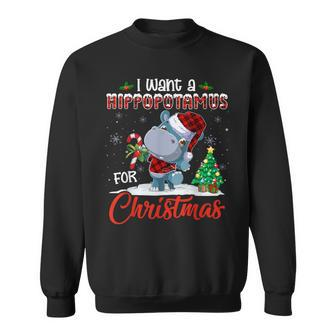 I Want A Hippopotamus For Christmas Hippo Candy Santa Sweatshirt | Mazezy