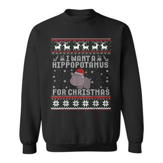 I Want A Hippopotamus For Christmas Hippo Ugly Sweater Sweatshirt | Mazezy UK