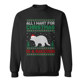 All I Want For Xmas Is A Raccoon Ugly Christmas Sweater Sweatshirt | Mazezy CA