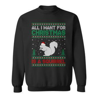 All I Want For Xmas Is A Squirrel Ugly Christmas Sweater Sweatshirt - Monsterry
