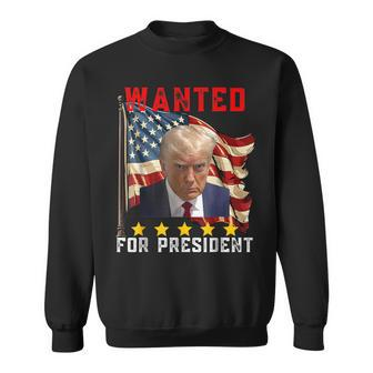 Wanted Donald Trump For President 2024 Usa Flag Vintage Sweatshirt - Seseable
