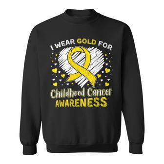 I Wear Gold For Childhood Golden Ribbon Cancer Awareness Sweatshirt - Seseable