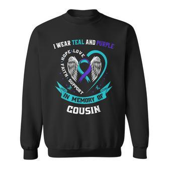 I Wear Teal And Purple For My Cousin Suicide Awareness Sweatshirt | Mazezy