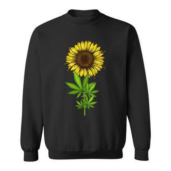 Weed Marijuana Leaf Cannabis Sunflower Funny Girls Mom Mama Sweatshirt - Seseable
