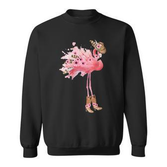 Western Boho Cowgirl Flamingo Print Gift For Womens Sweatshirt | Mazezy