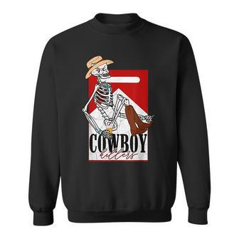 Western Cowgirl Horse Rodeo Punchy Cowboy Killers Skeleton Sweatshirt | Mazezy