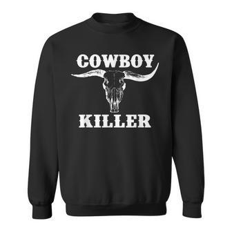 Western Cowgirl Vintage Punchy Cowboy Killers Bull Horn Bone Sweatshirt | Mazezy