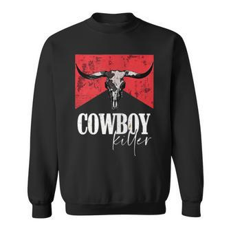 Western Cowgirl Vintage Punchy Cowboy Killers Bull Horn Gift For Womens Sweatshirt | Mazezy