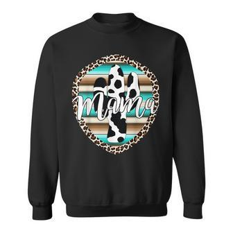 Western Mom Serape Cow Cactus Leopard Cowgirl Rodeo Mama Sweatshirt | Mazezy