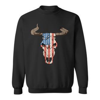 Western Riding Rodeo Bull Horn American Usa Flag T Rodeo Funny Gifts Sweatshirt | Mazezy