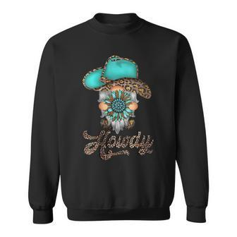 Western Texas Cowboy Hat Turquoise Gnome Cowgirl Rodeo Howdy Gift For Womens Sweatshirt | Mazezy AU
