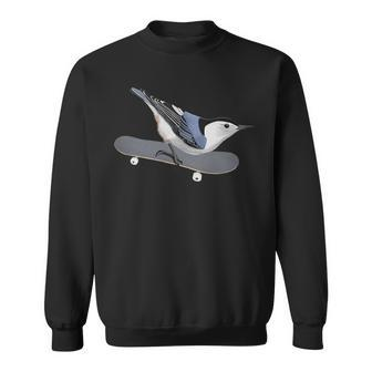 White-Breasted Nuthatch Bird Skateboard Birdwatcher Animal Sweatshirt | Mazezy