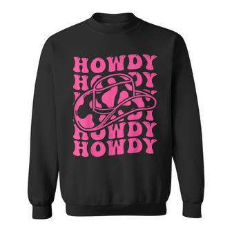 White Howdy Pink Country Western Cowgirl Southern Vintage Sweatshirt | Mazezy UK