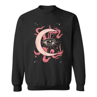 Wiccan Mall Goth Alt Clothing Moon Protection Evil Eye Sweatshirt | Mazezy