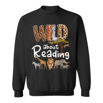 Wild About Reading Books Reader Lover Bookworm Librarian Men Sweatshirt | Mazezy