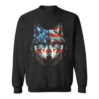 Wolf American Flag Usa 4Th Of July Patriotic Wolf Lover Patriotic Funny Gifts Sweatshirt | Mazezy