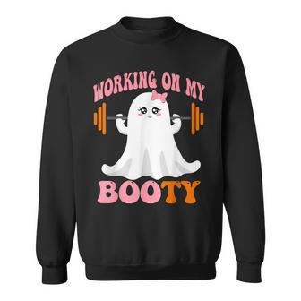 Working On My Booty Boo-Ty Ghost Boo Gym Lover Halloween Sweatshirt - Monsterry UK