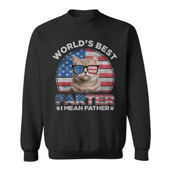 World’S Best Farter I Mean Father Best Cat Dad Ever Us Flag Sweatshirt | Mazezy
