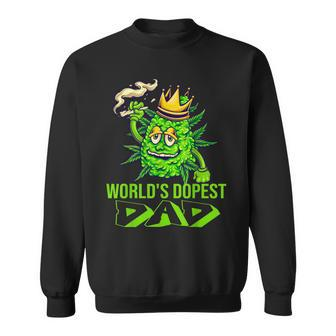 Worlds Dopest Dad Funny Cannabis Leaf Weed Fathers Day Sweatshirt | Mazezy