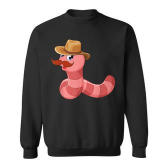 Worm With A Mustache Funny Worm With A Mustache Sweatshirt - Seseable