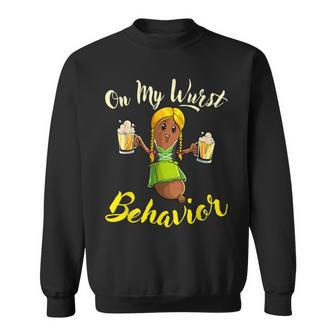 On My Wurst Behavior Bratwurst German Oktoberfest Sweatshirt | Mazezy